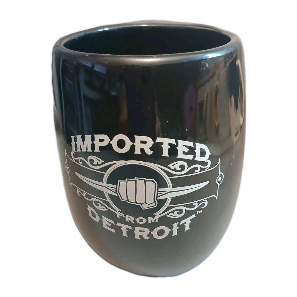 Ceramic Source Imported From Detroit Black White Fist Ceramic Mug Made in USA